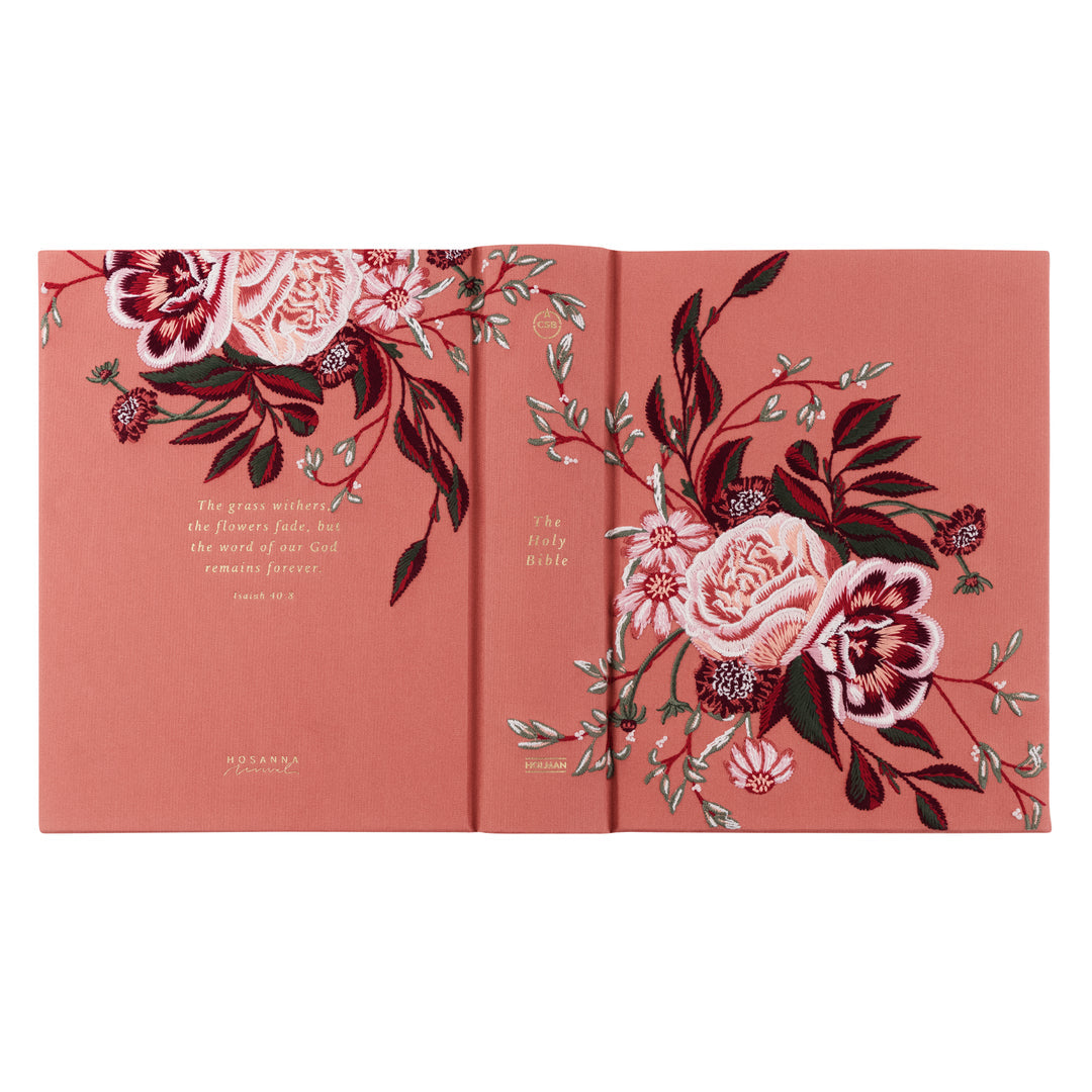 Embroidered CSB Notetaking Bible - Rosedal