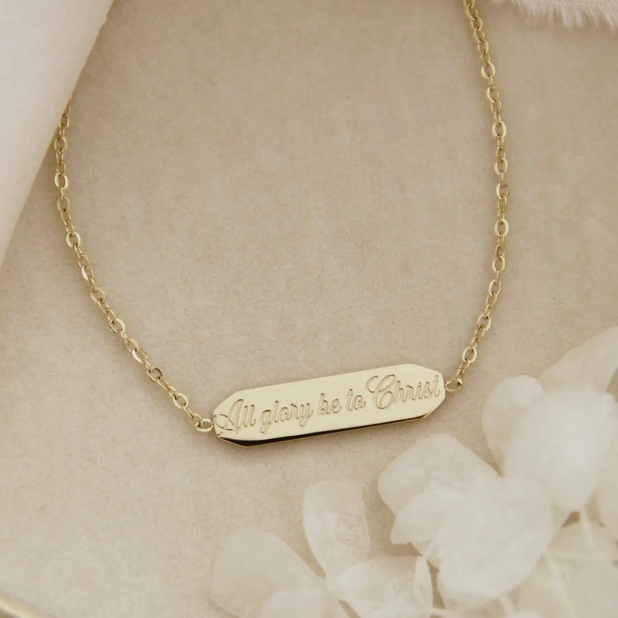 Stamped Cross: All Glory Be to Christ Bracelet