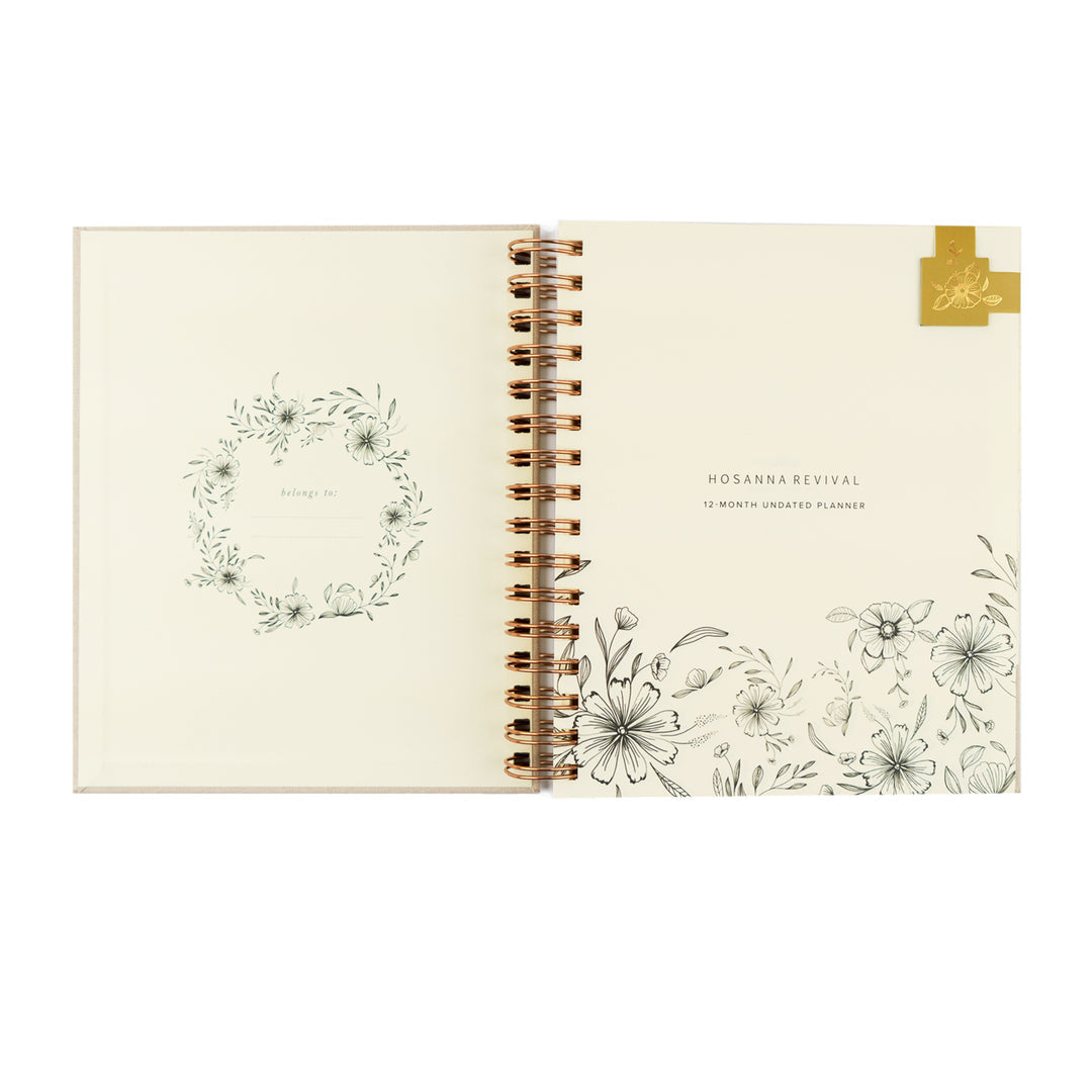 12-Month Undated Spiral Planner: Magnolia Springs