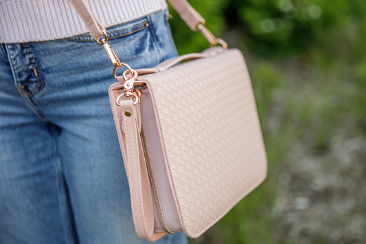 Woven Bible Crossbody Bag - Blush