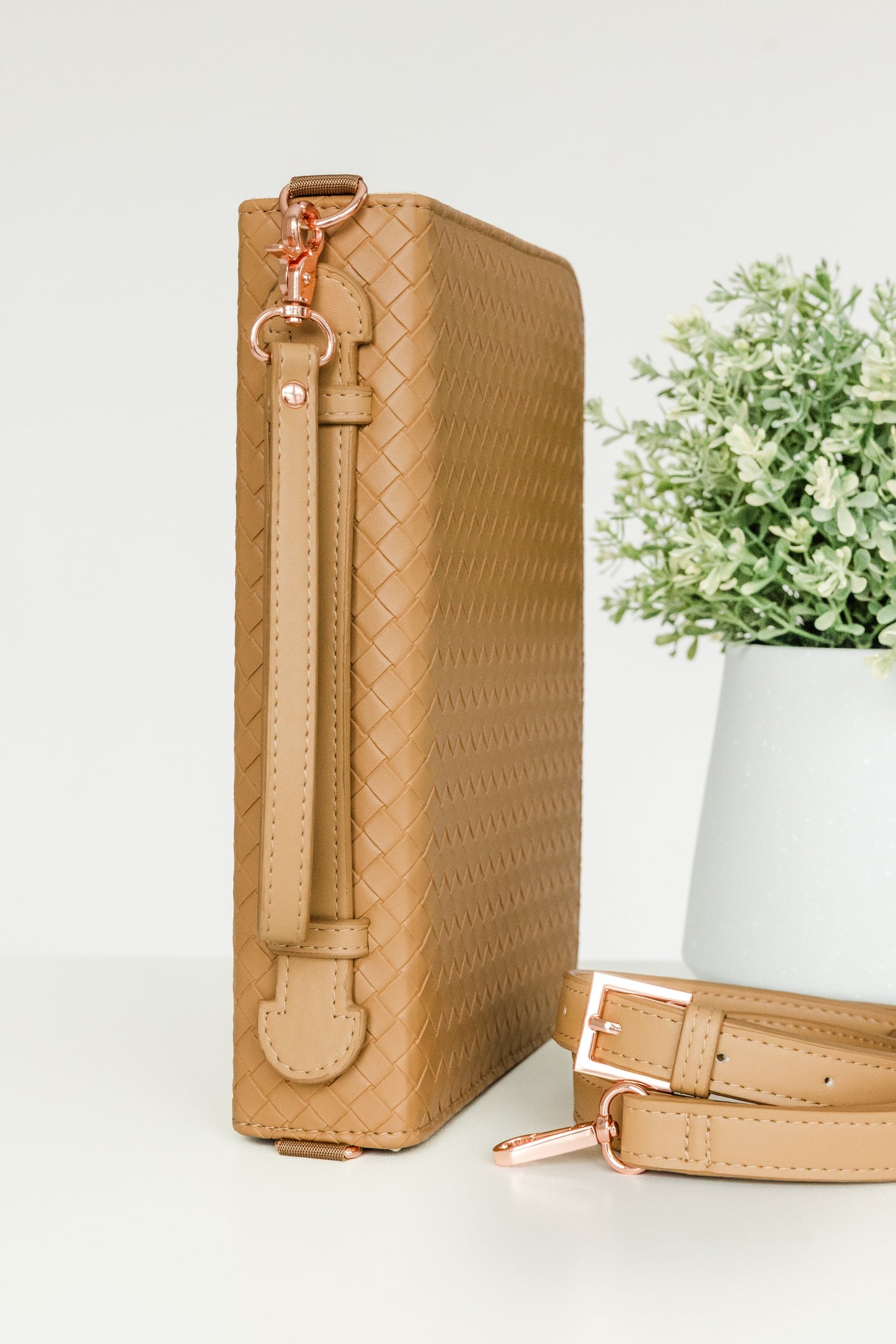 Woven Bible Crossbody Bag - Caramel