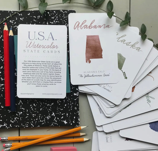 USA Watercolor State Cards image 0