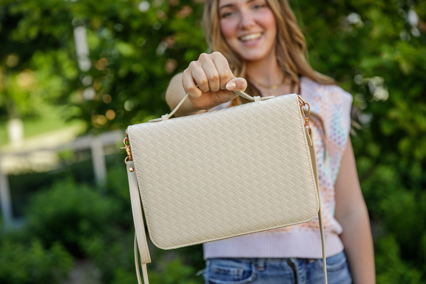 Woven Bible Crossbody Bag - Ivory