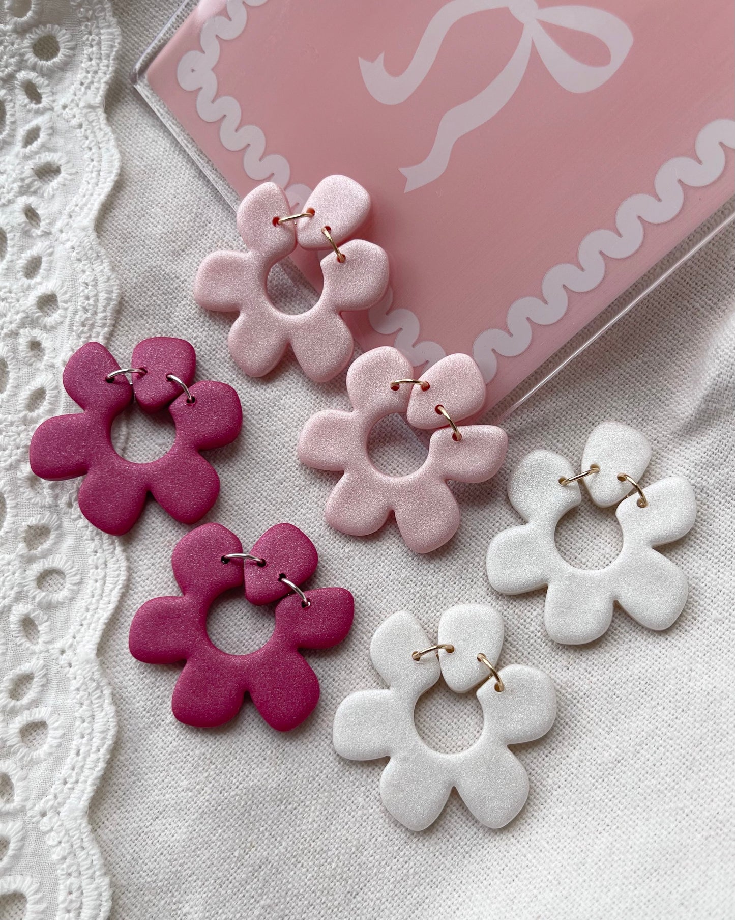 Statement Floral Studs (Pearl) image 3