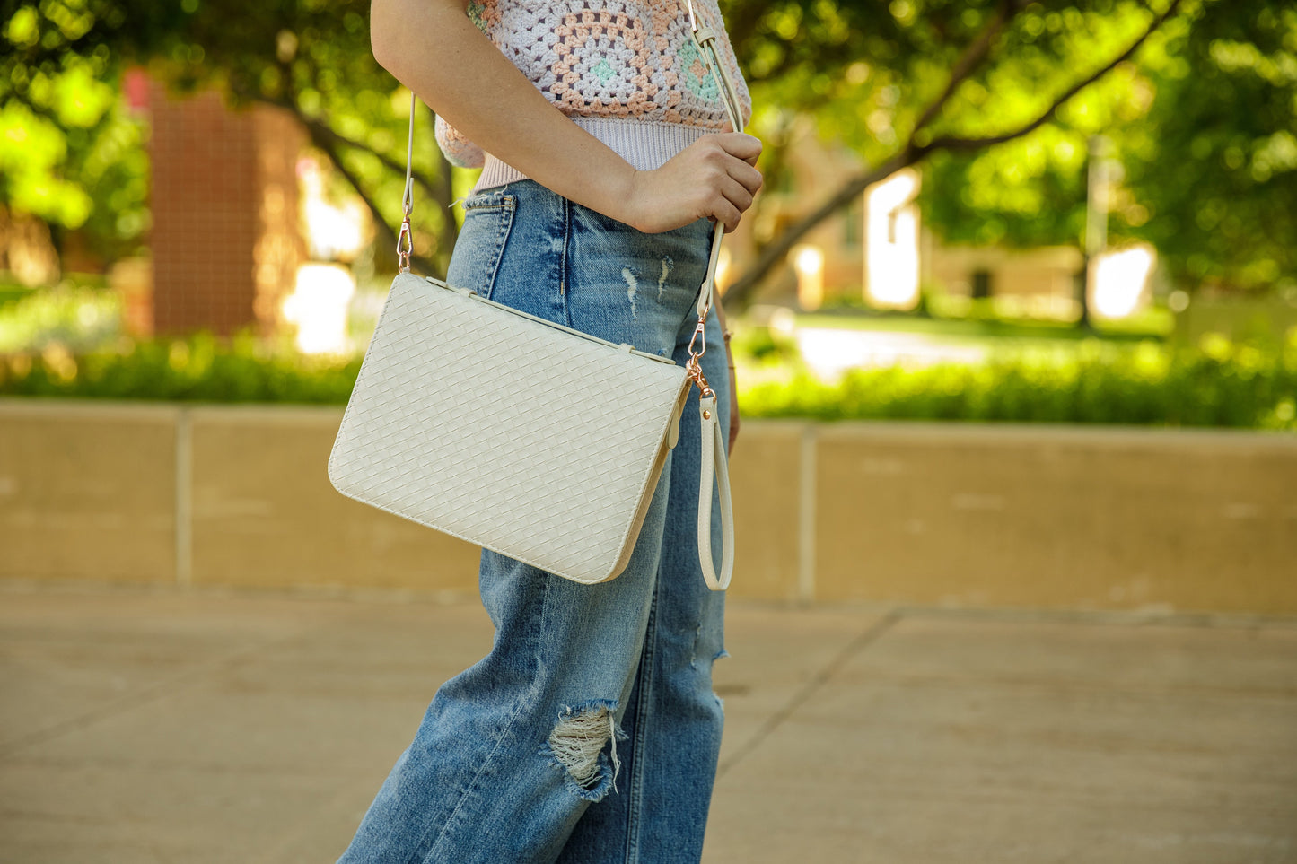 Woven Bible Crossbody Bag - Ivory