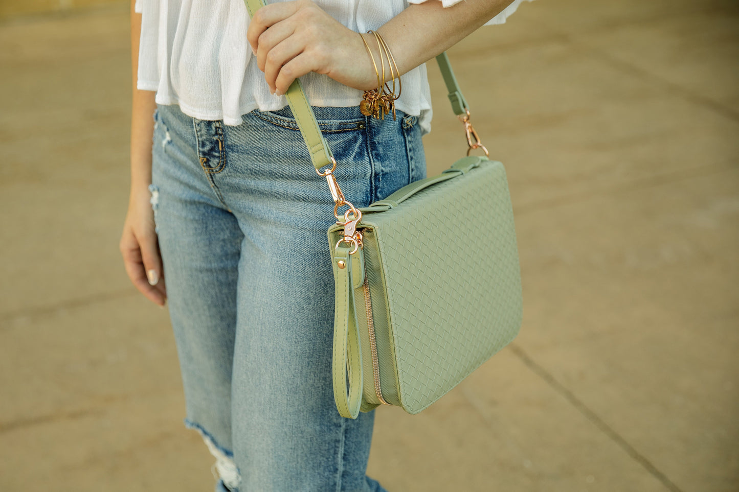 Woven Bible Crossbody Bag - Sage