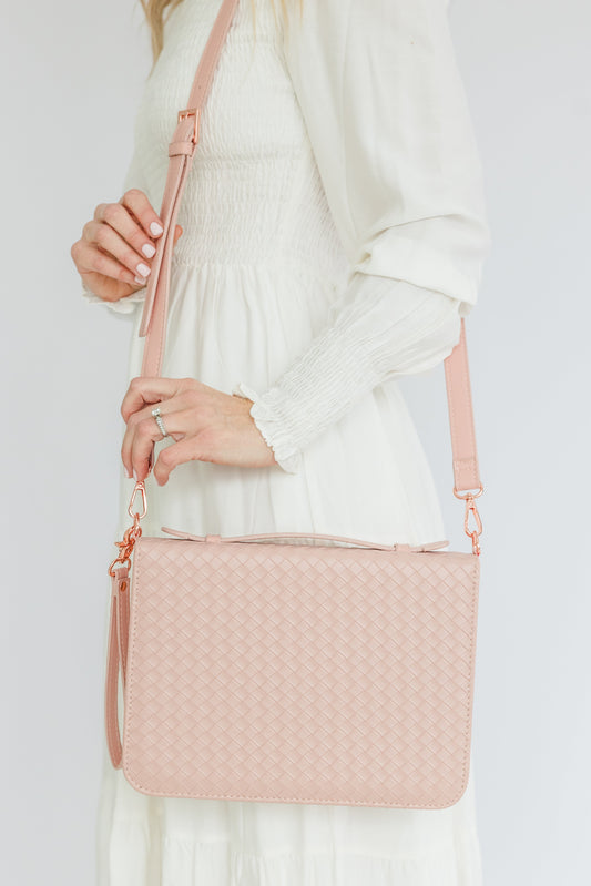 Woven Bible Crossbody Bag - Blush