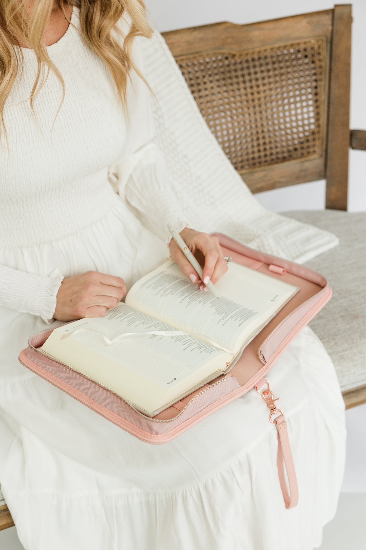 Woven Bible Crossbody Bag - Blush